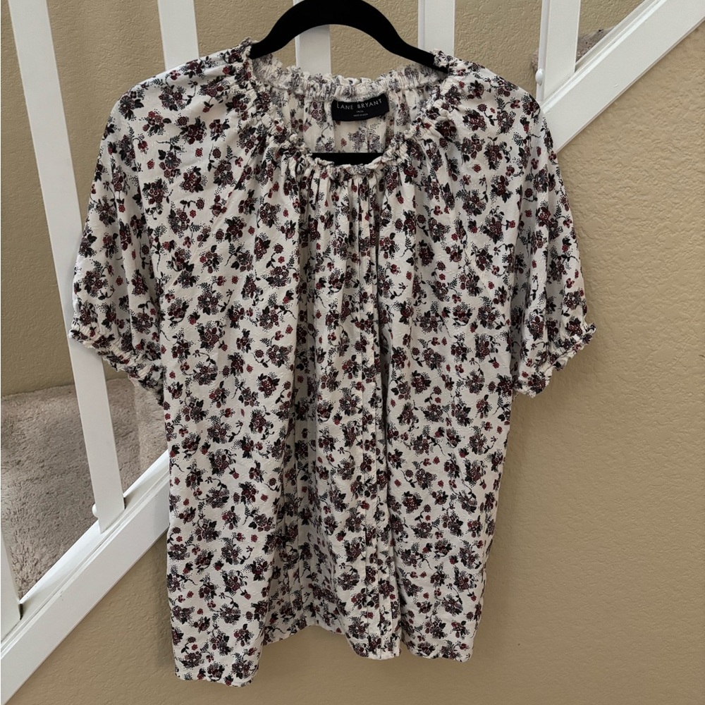 Lane Bryant Floral Print 100% Viscose made in India Women's Top